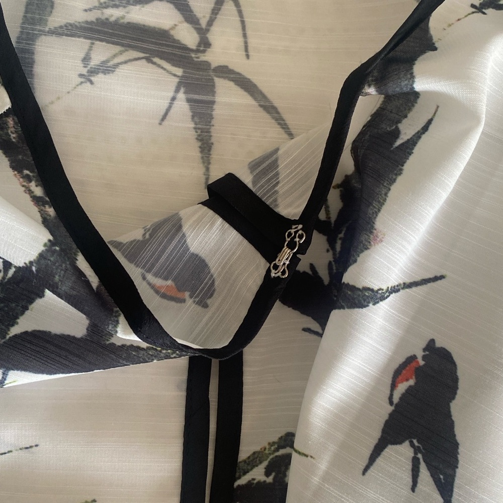 Two Piece Dress Birds & Bamboo Sheath with Duster Mandarin Collar L (StyleWe XL) - Picture 8 of 16